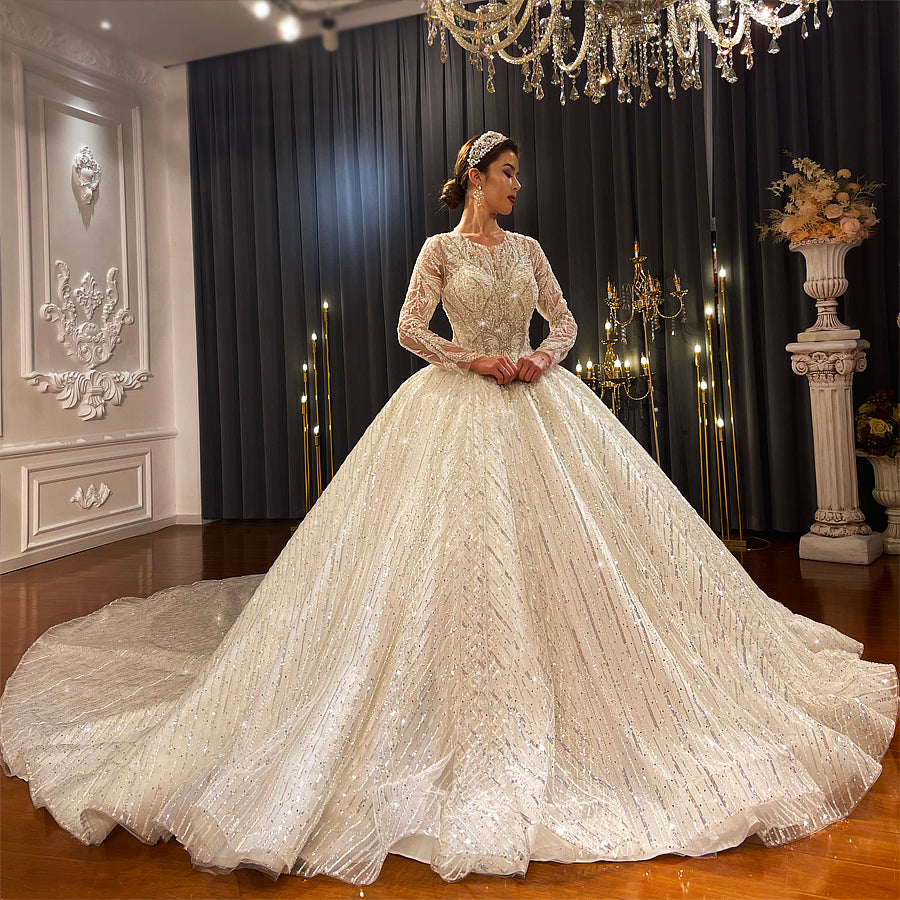 2022 High Quality Custom  Bridal Lace Long Sleeve Wedding Dresses