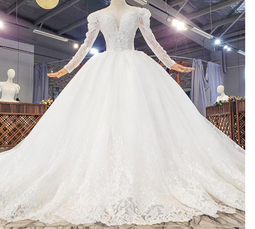 Marriage Dress Long Sleeve Lace Applique Women Wedding Dress - Image 5