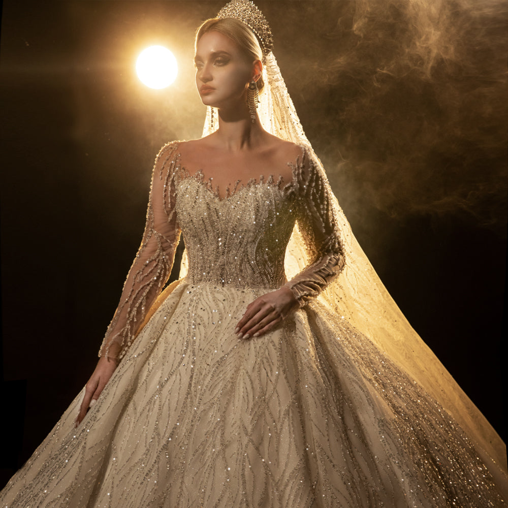 Latest Design Wedding Dresses Bridal Dresses Long Sleeves Tassel Sequins Luxury Dresses For Women - Image 5