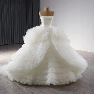 Tulle Beaded Lace Wedding Dress Elegant Luxury Beaded Bridal Satin Wedding Gowns
