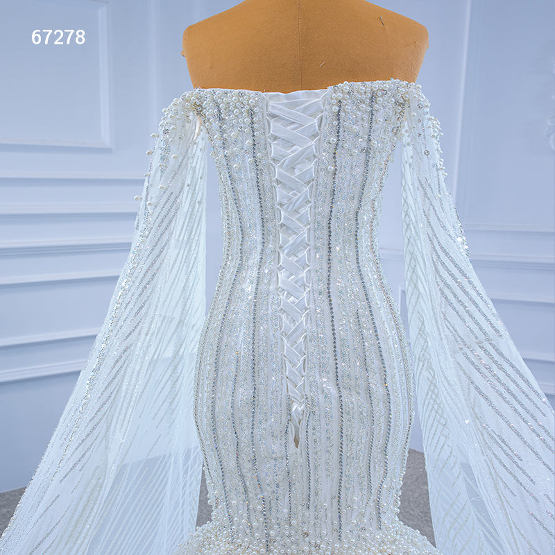 Ladies Fashion Off Shoulder Heavy Beading Mermaid Wedding Dress - Image 7