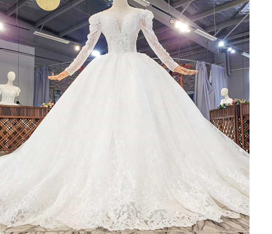 Marriage Dress Long Sleeve Lace Applique Women Wedding Dress - Image 3