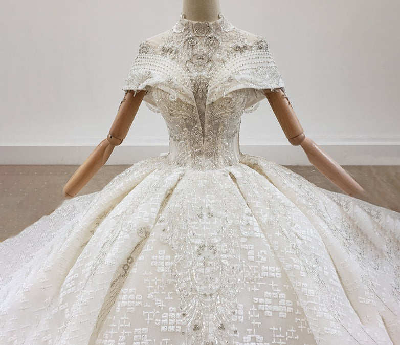 High Neck Sequined Dresses Wedding Dress Bridal Gowns - Image 5