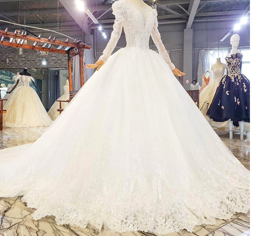 Marriage Dress Long Sleeve Lace Applique Women Wedding Dress - Image 4