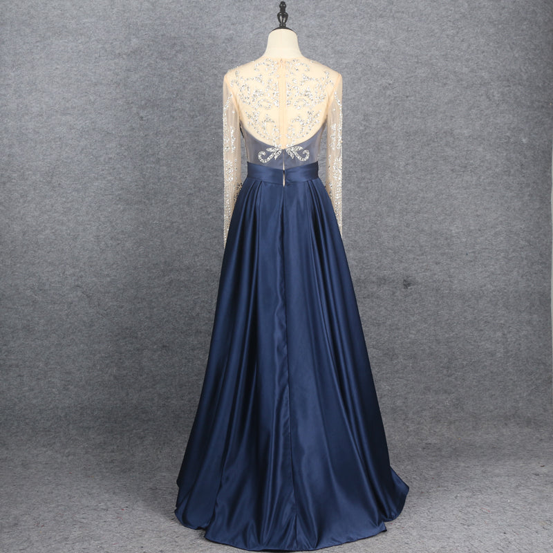 Evening Dress New Evening Dress Long Sleeve Light Luxury Beaded A Swing Dress Elegant Temperament Lace Prom - Image 7