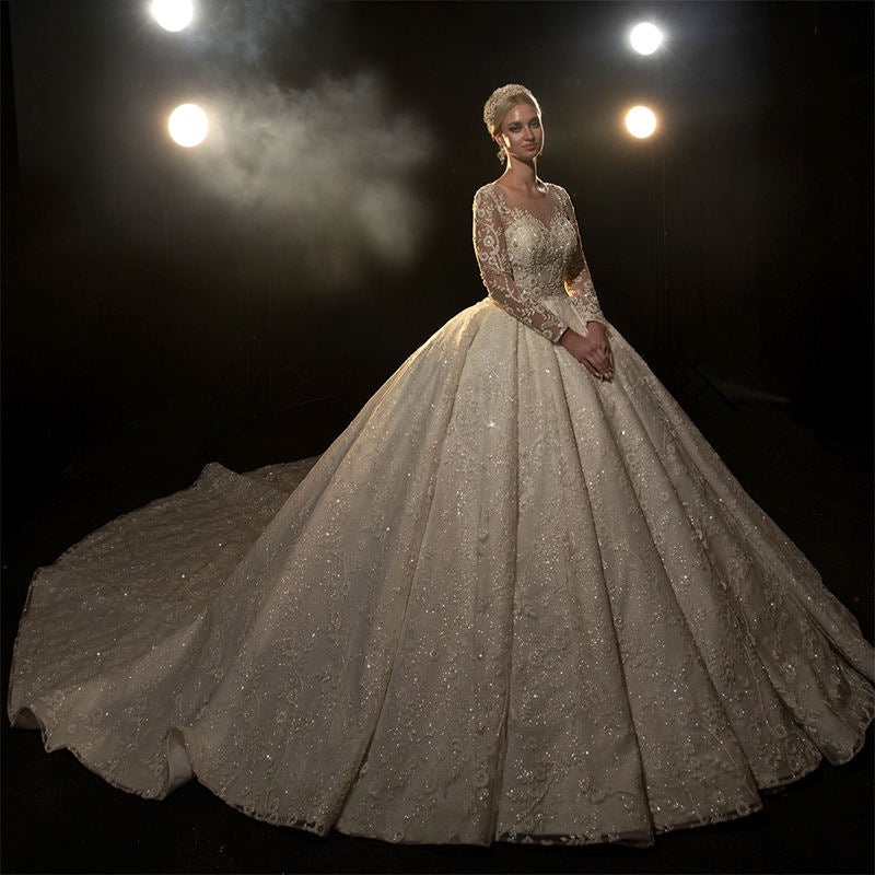 Ball Gown Princess Long Sleeve Beautiful Lace Beading Bridal Dresses