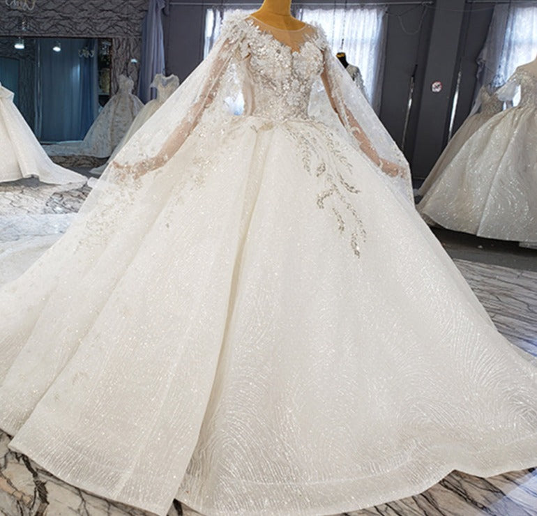 Luxury 3D Flower Elegant Bridal Ball Gown Wedding Dresses