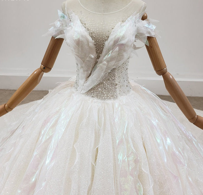 Luxury Women Elegant Diamond Beading Wedding Dress Ball Gown - Image 5