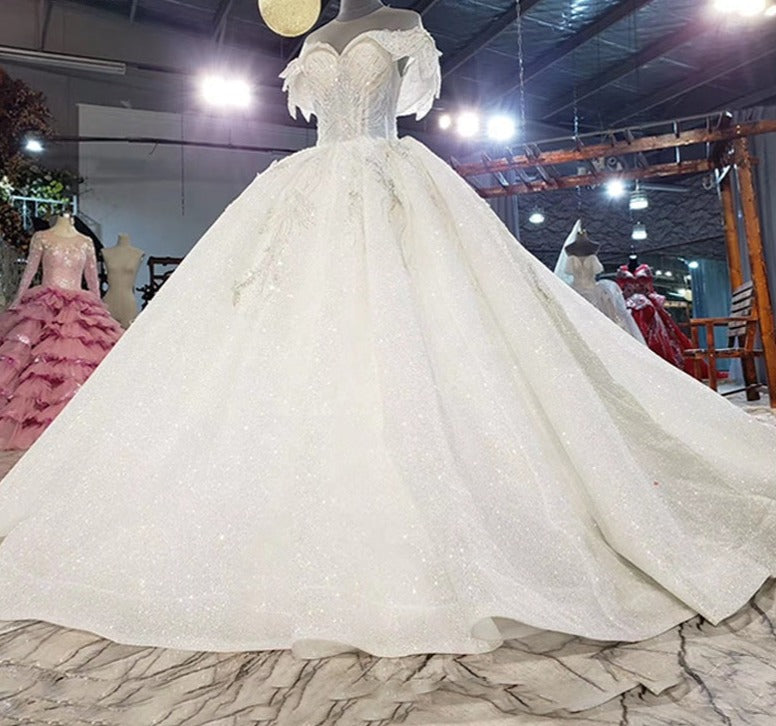 Tulle  Sweetheart Applique Princess Bridal Wedding Dress