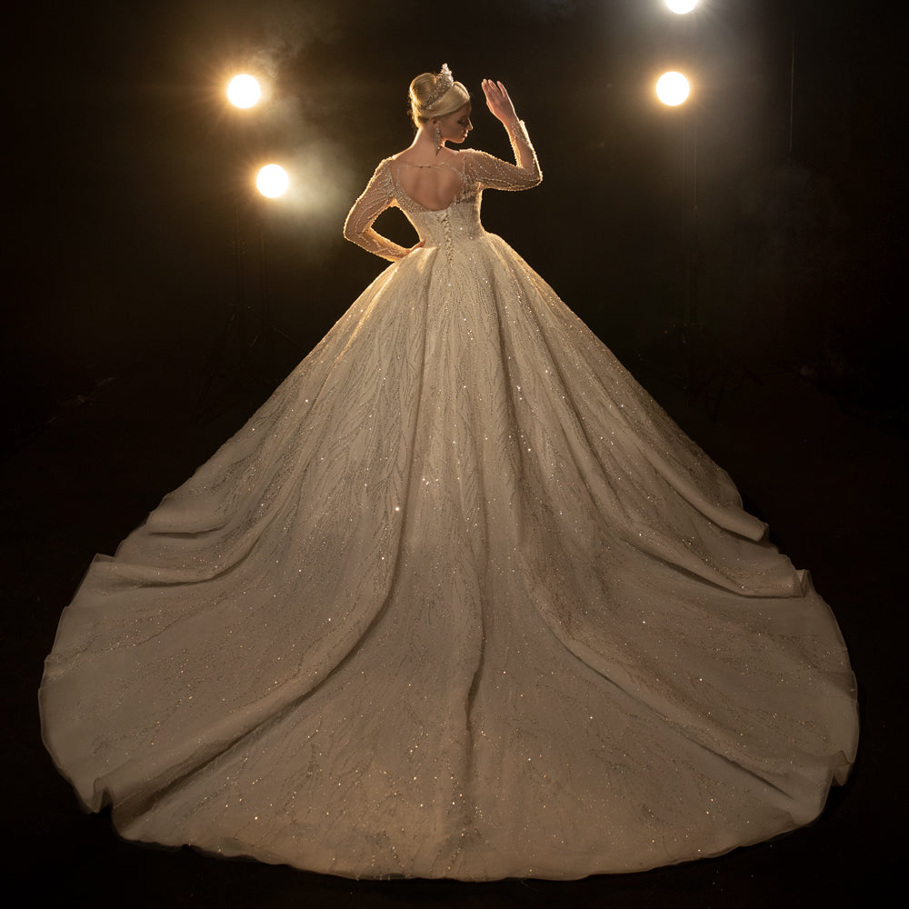 Latest Design Wedding Dresses Bridal Dresses Long Sleeves Tassel Sequins Luxury Dresses For Women - Image 3