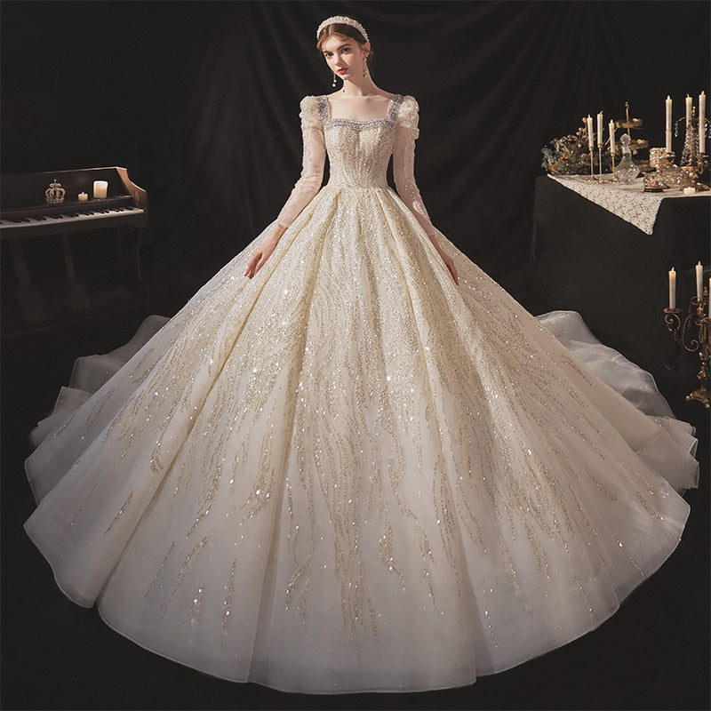 Empire Luxury Long Sleeve Ball Gown Wedding Dress For Women