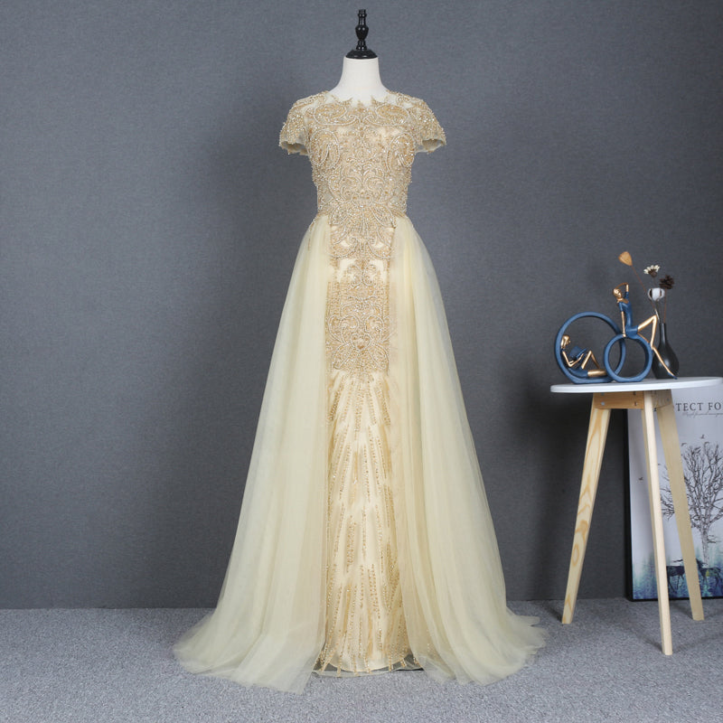 Short Sleeve Women A Line Elegant Gowns Evening Dresses Formal Party Dress - Image 2