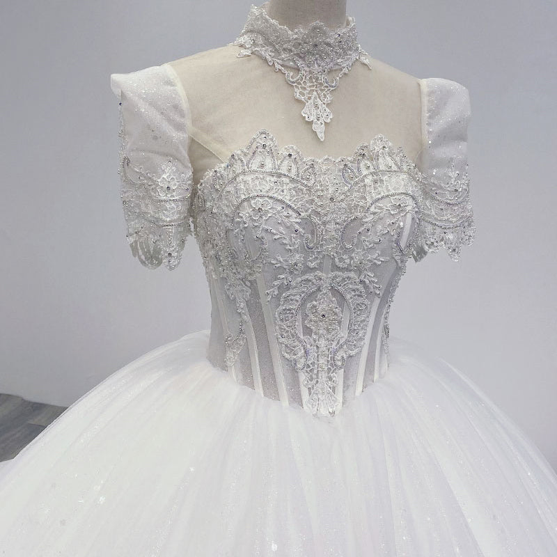 2022 New Ladies Wedding Dress High-End Super Fairy Puff Sleeves Large Trailing Luxurious Women'S Dress - Image 7