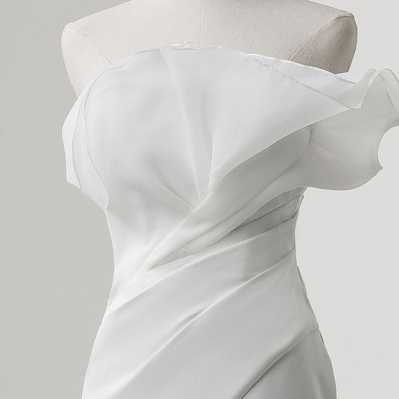 Mermaid Satin Sweep Train Sleeveless Wedding Dress - Image 4