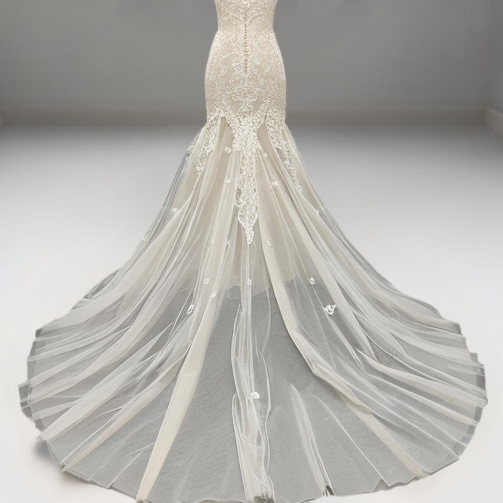 Mermaid Bridal Gown Sheer Corset Custom Made Wedding Dresses - Image 4