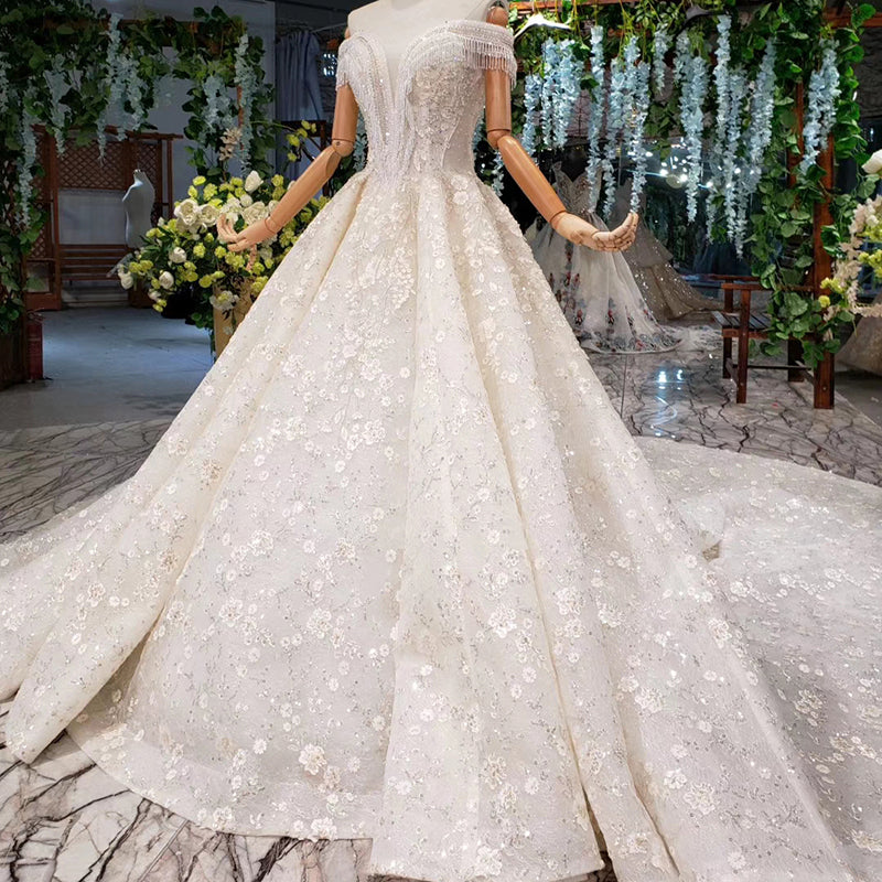 off shoulder flower pattern wedding gowns for women marriage dresses bridal gowns wedding dress