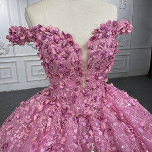 Sweet Off Shoulder Ball Gown 3d Flower Evening Dresses
