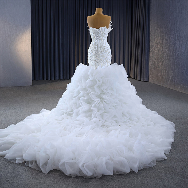 Tubeless Fishtail Bubble Skirt Luxury Long Tail wedding dress - Image 4
