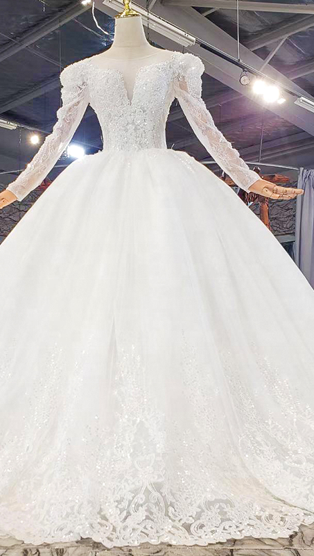 Marriage Dress Long Sleeve Lace Applique Women Wedding Dress - Image 2