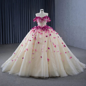 2024 New Flowers Dresses Off Shoulder Appliques Crystal Beading Sweet 16 Prom Party Gowns