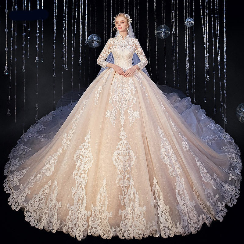 High Quality Princess Luxury Long Sleeve Wedding Dress Bridal Gown - Image 7