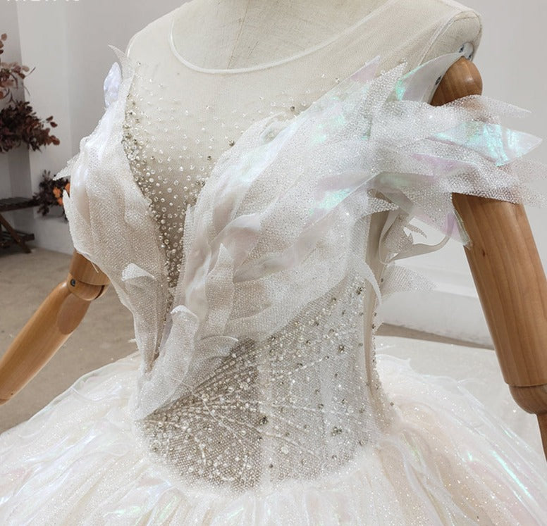 Luxury Women Elegant Diamond Beading Wedding Dress Ball Gown - Image 6