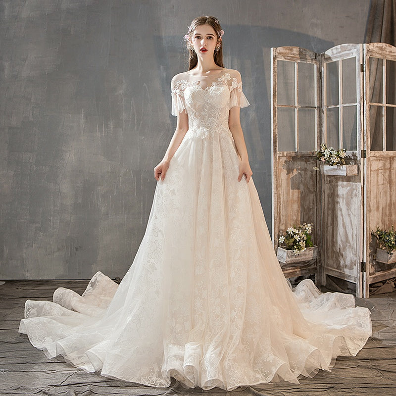 Fashion Women Lace Luxury Wedding Dress Bridal Gown