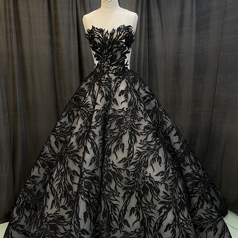 2022 New Sexy Lace Black Women'S Pearl Pattern Design Dress
