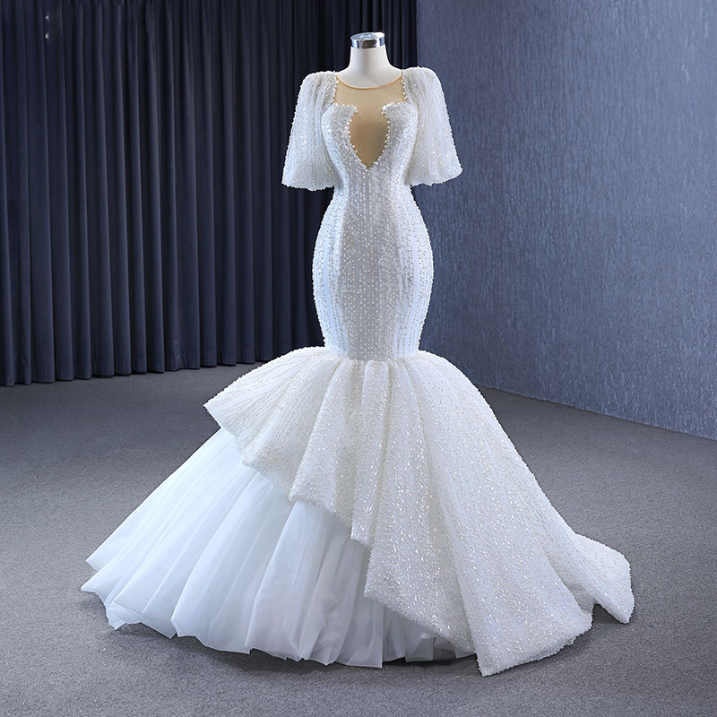 2023 Mermaid Lace Elegant Floor Length Fashion Wedding Dress