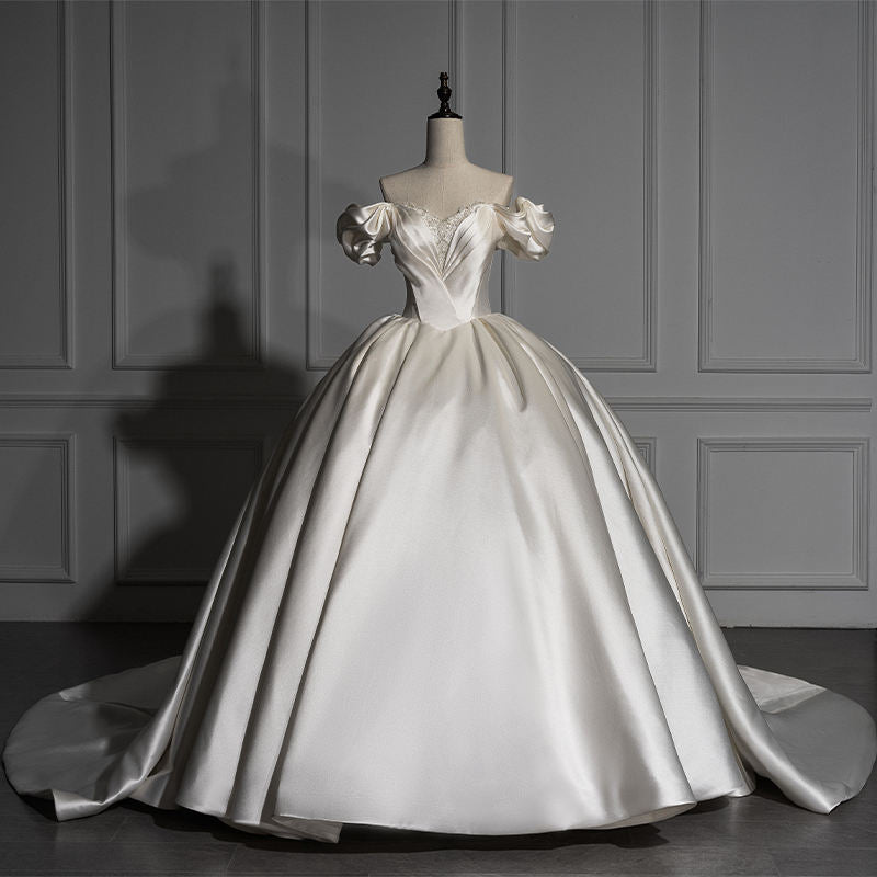 Modern Sweetheart Off Shoulder Ball Gown Lace Up Wedding Dress - Image 7