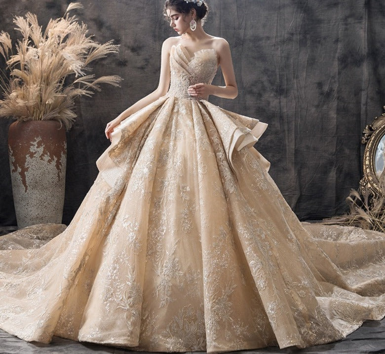 Formal Diamond Princess Empire Wedding Dress Bridal Gown