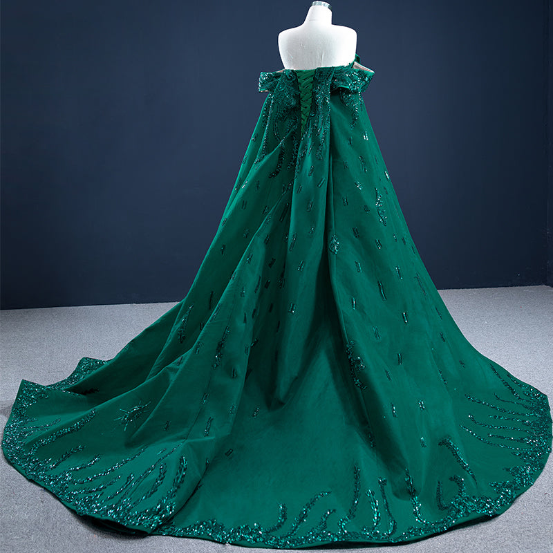 Ladies Elegant Beaded Slim Fit Green Evening Dress - Image 6