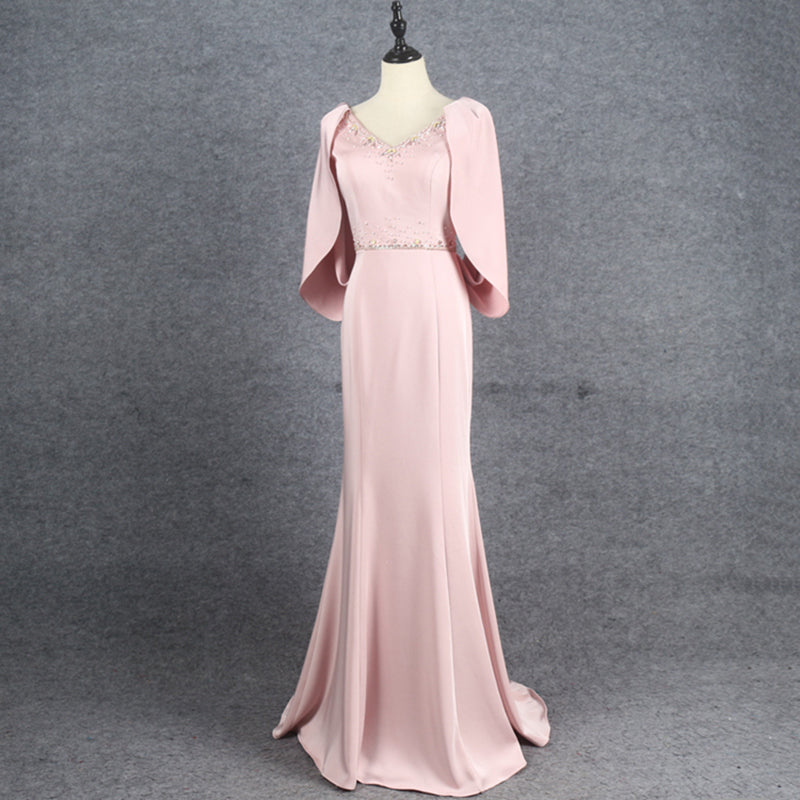 New Elegant Dress Women'S Party Bag Hip Fishtail Flying Sleeve Evening Dress Excellent Satin 2022 - Image 5