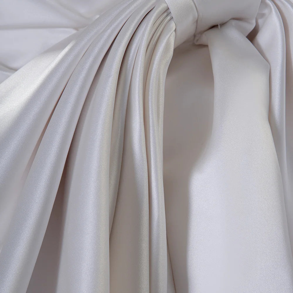 Off-The-Shoulder Wrinkles Satin Wedding Gown For Bride Chapel Train Gowns Women Wedding - Image 3