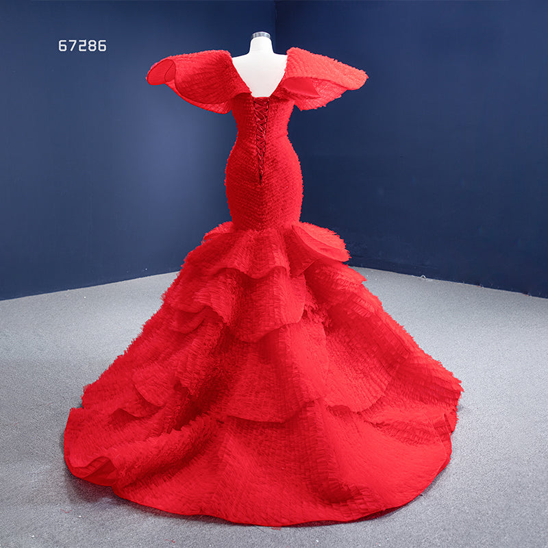 Women Elegant Mermaid Red Women Fashion Evening Dress - Image 5