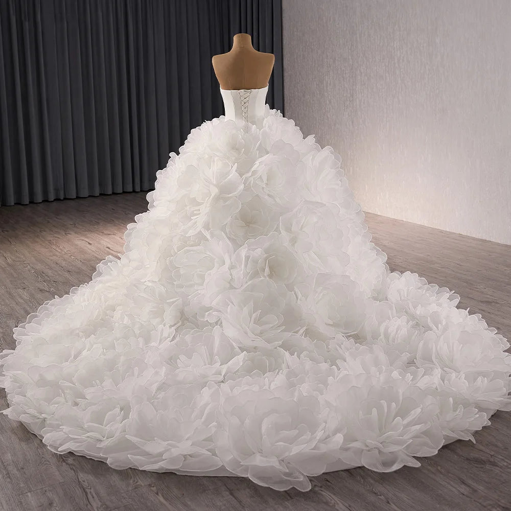 3D Cake Skirt Wedding Dress Sweetheart Elegant Chapel Bride Maxi Tail Off-Shoulder Train Wedding Dresses - Image 5