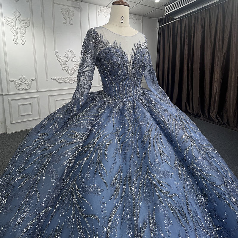 New Beaded Lace Black Long Sleeve Party Ladies Ball Gown Evening Dress