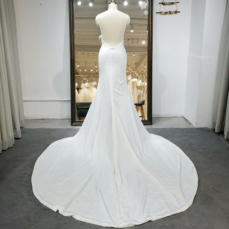 Elegant Soft Satin Simple Mermaid Wedding Dress - Image 3