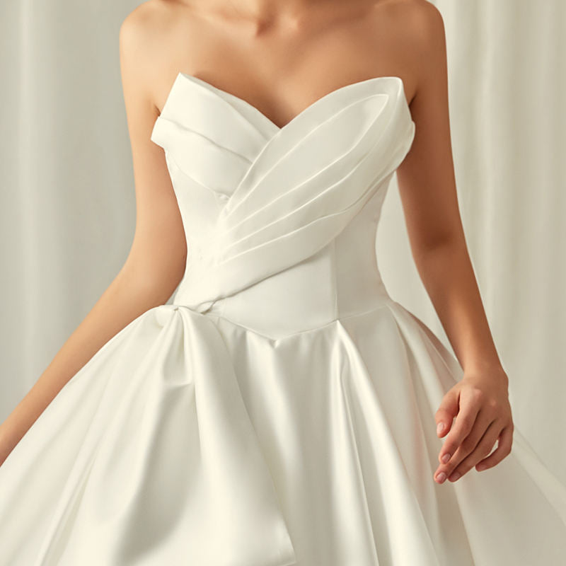 Modern Sweetheart Neck Sleeveless Cathedral Train Bow Ruffles Ball Gown Wedding Dresses For Bride - Image 4