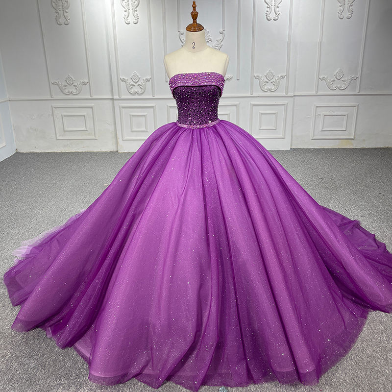 Stylish Sleeveless Purple Ball Evening Gown For Women Dress