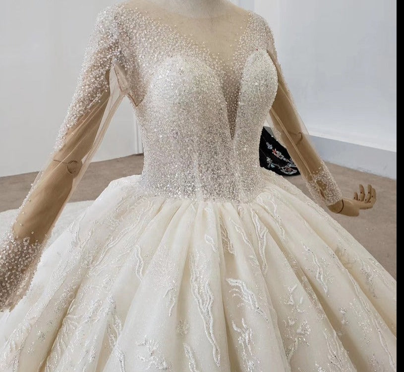 wedding dress long sleeve crystal lace bridal gowns - Image 8