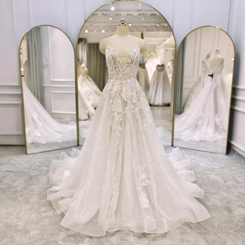 Tail Wedding Dress Rustic Lace Sexy Slim Ladies Wedding Dress