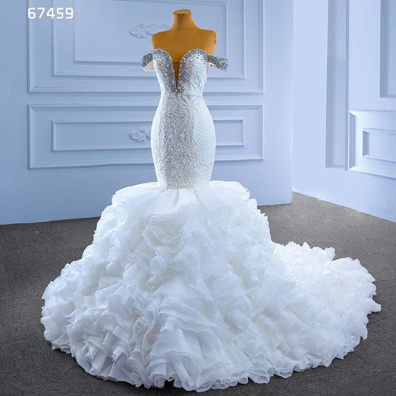 Wedding Mermaid Sexy Bride Wedding Dresses 2022 Luxury Embroidery Cake Skirt Pearl High -Quality Dress