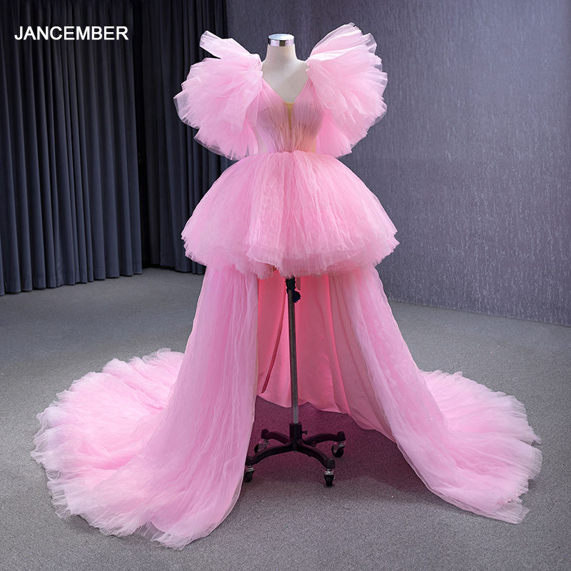 Pink Bridal Bow Chapel Train Evening Dresses - Image 2