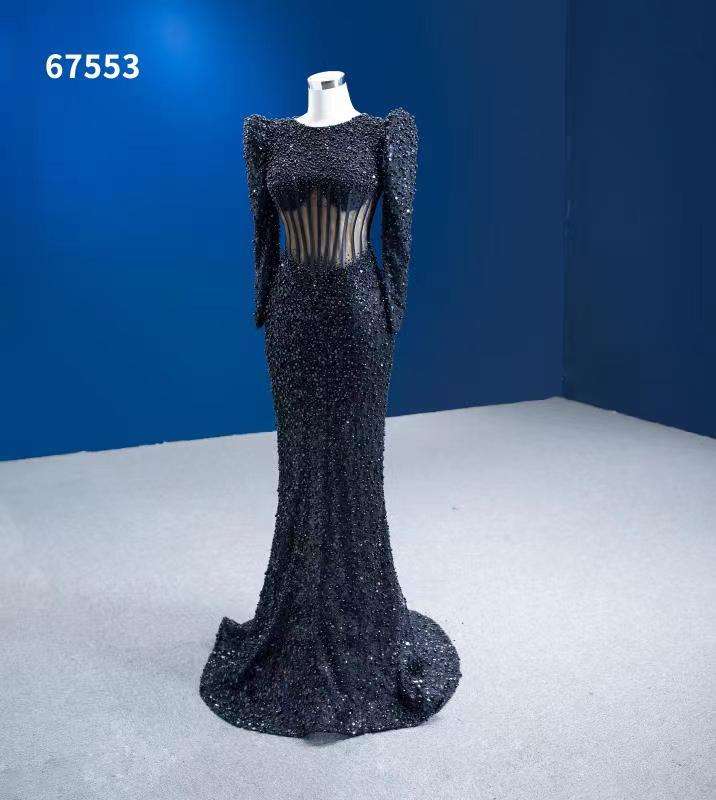 Custom Lace Formal Party Long Sleeve Evening Dress Floor Length Bridal Gowns - Image 5