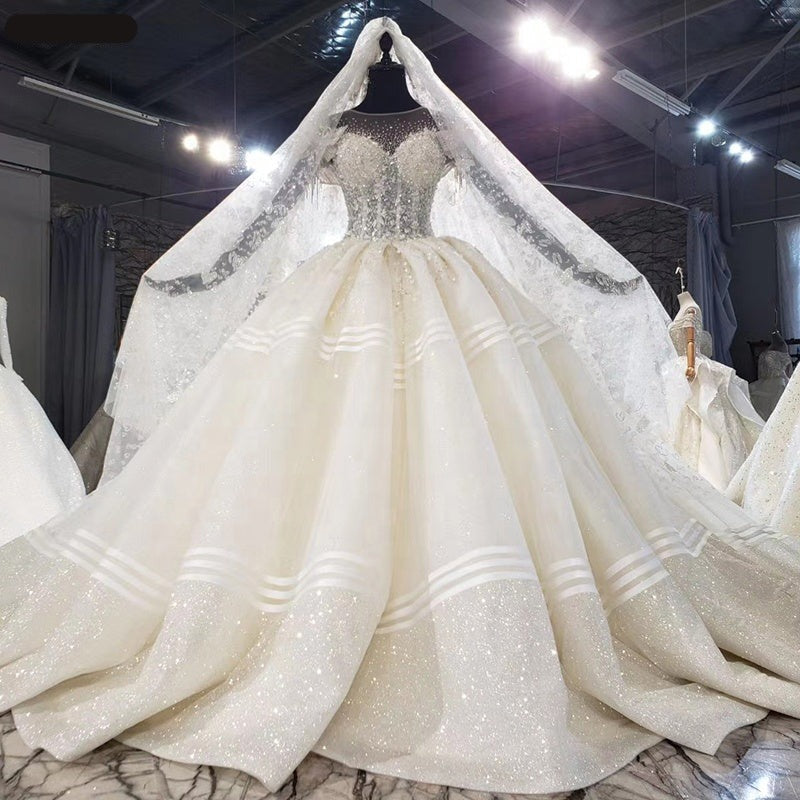 Long Sleeve Lace Beading Sequin  Wedding Dresses