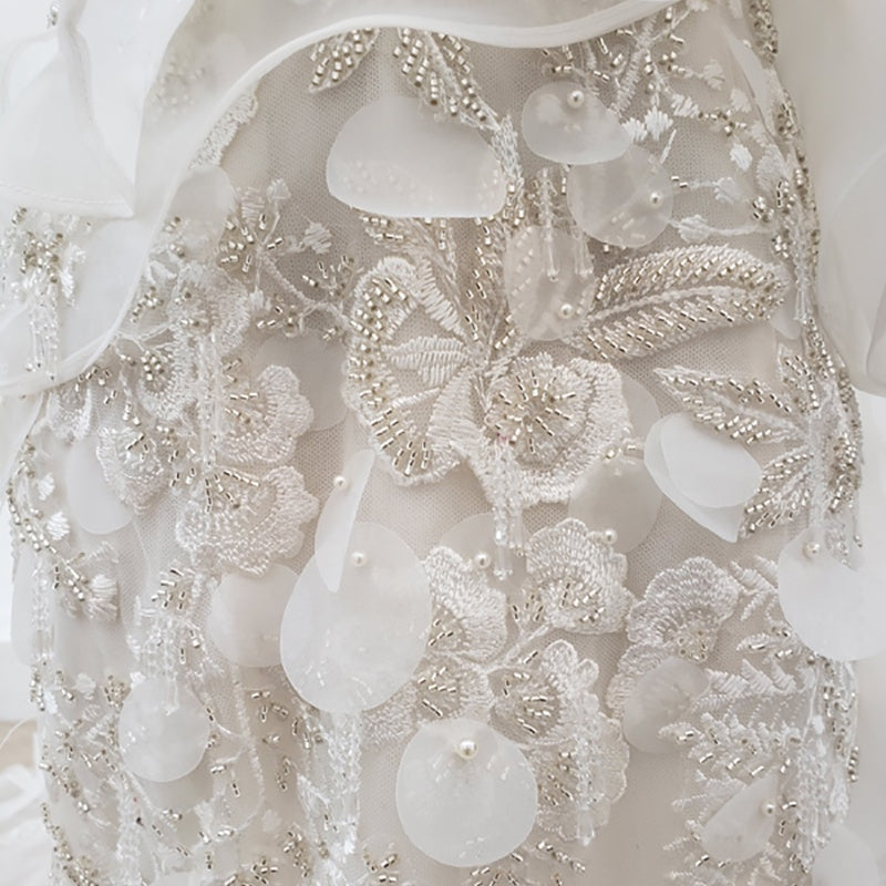 Beading Mermaid Wedding Dress With Pattern And Ruffles - Image 6
