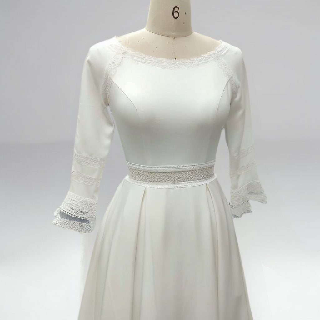 A Line Wedding Dress Party Prom Bridal Long Sleeve Bridesmaid Maxi Wedding Dresses - Image 2
