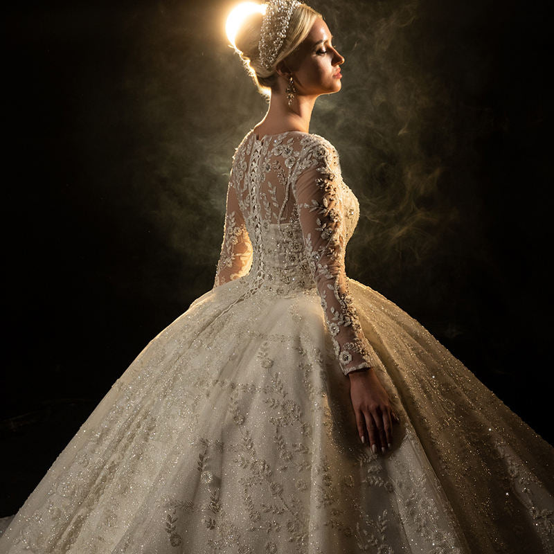 Ball Gown Princess Long Sleeve Beautiful Lace Beading Bridal Dresses - Image 4
