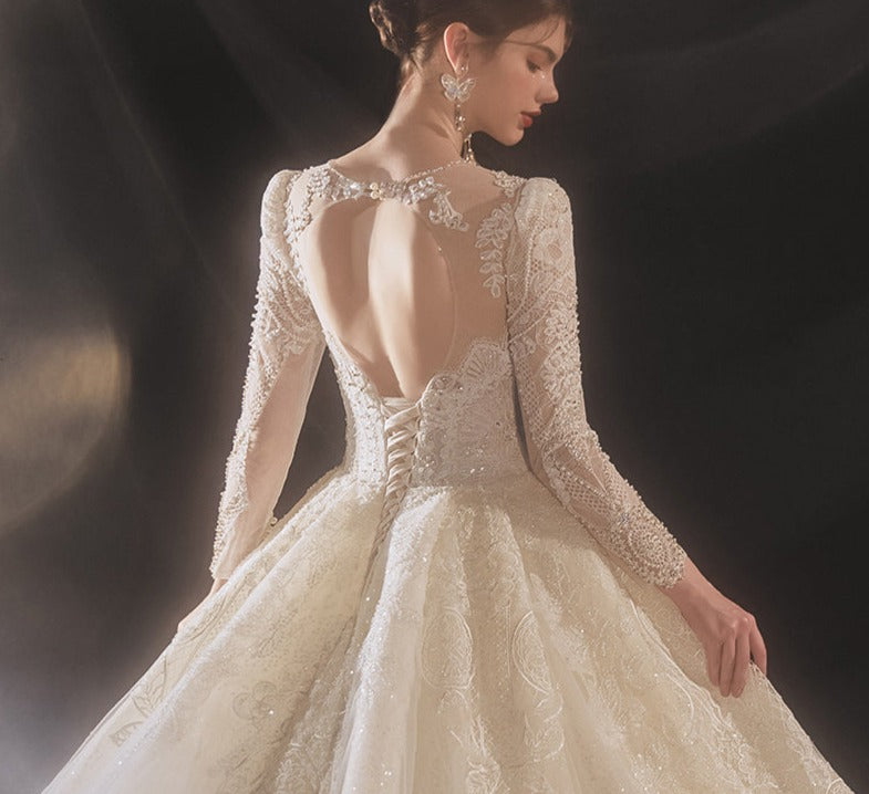 Long Sleeve Fashion Elegant Empire Ball Gown Wedding Dress - Image 6